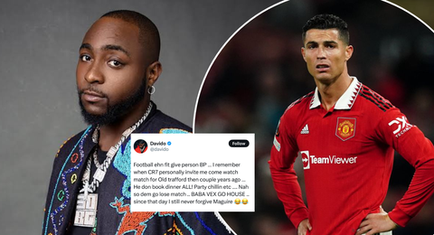 Maguire messed up my dinner with CR 7 – Davido humourously recounts story