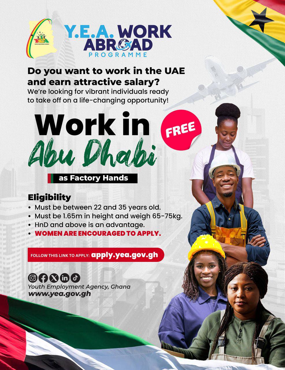 YEA offers opportunity for Ghanaians to work in UAE as factory hands