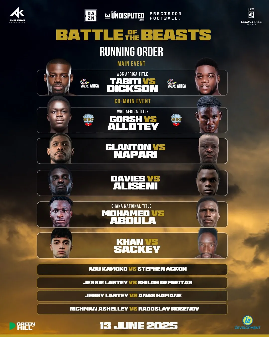 “Battle of the Beasts” fight night by Sharaf Mahama’s Legacy Rise Sports happens today