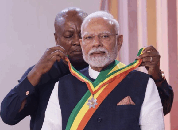 President Mahama bestows ‘Order of the Star of Ghana Officer’ honour on Indian Prime Minister Modi
