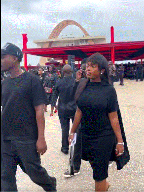 Gyakie, Kofi Adjorlorlo, others spotted at state funeral for 8 victims of the helicopter crash
