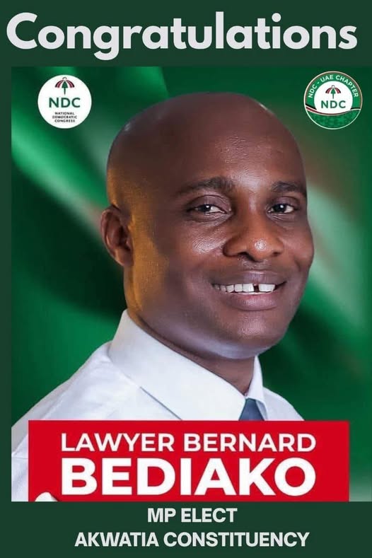 NDC’s Bernard Bediako is MP-elect for Akwatia constituency