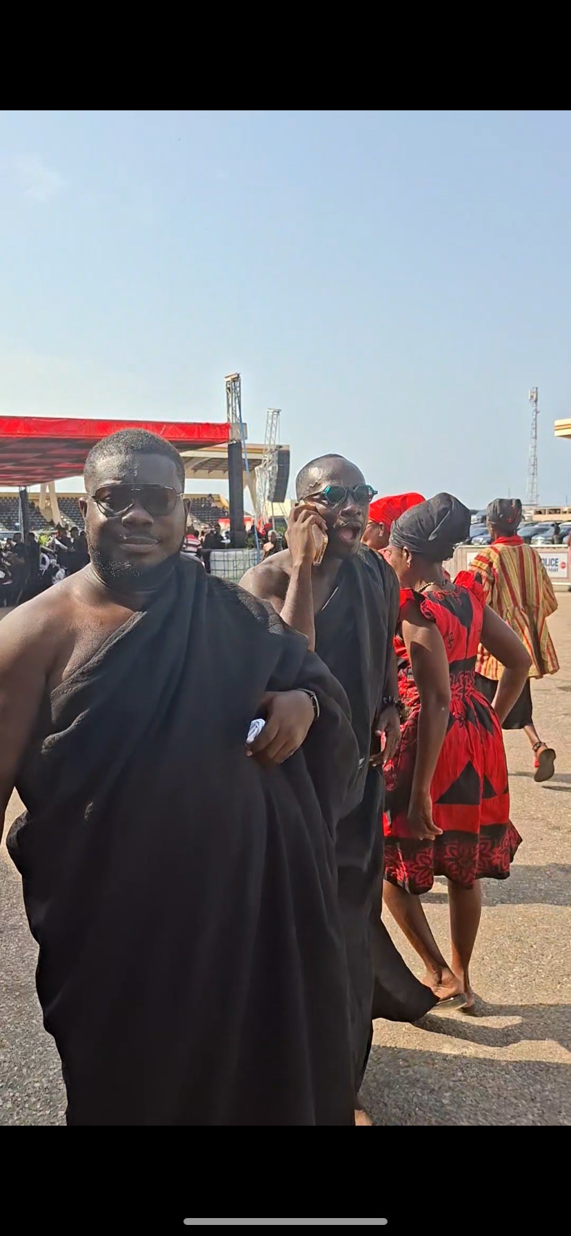 Okyeame Kwame, Obour spotted at funeral of late Konadu Agyeman-Rawlings