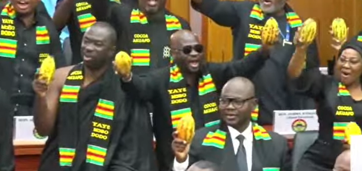 SONA 2026: Watch Minority MPs brandish cocoa pods in parliament