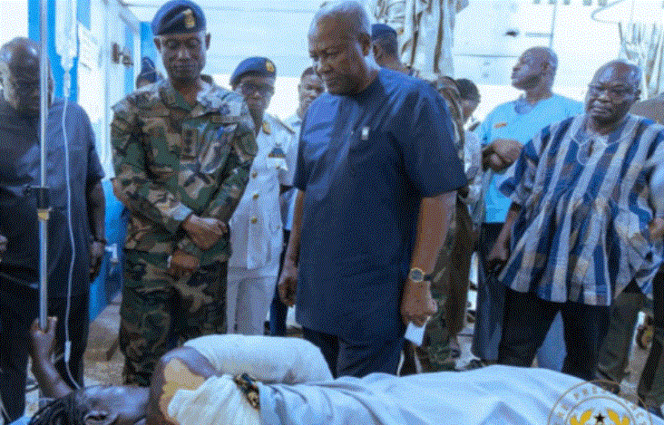 John Dramani Mahama visits victims of Burkina Faso terror attack receiving care at 37 Military Hospital