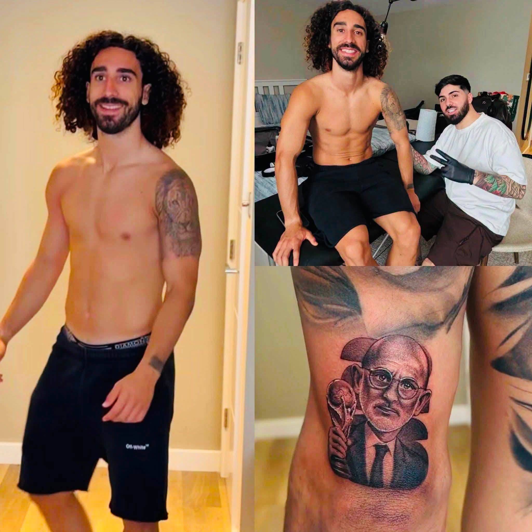 Photos: Cucurella fulfils promise, tattoos Spain coach’s face on his body after World Cup win